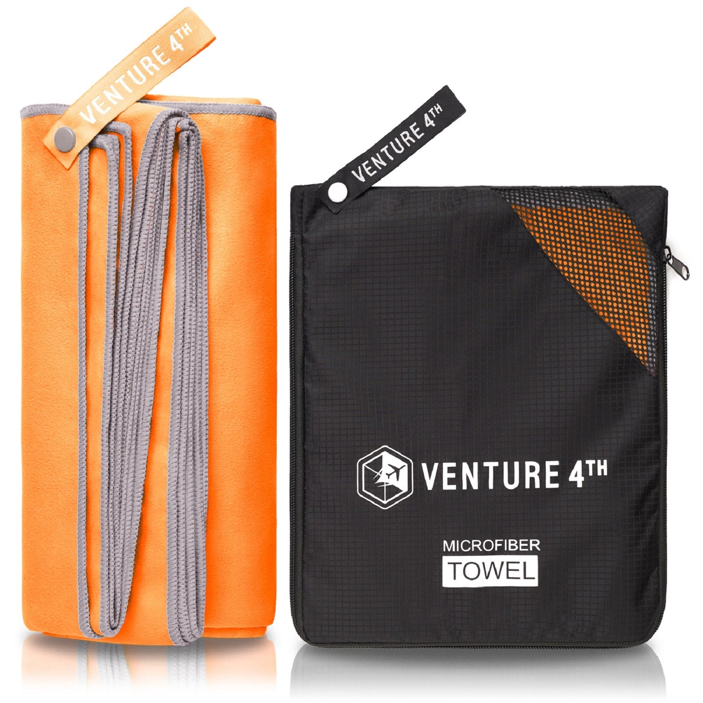 VENTURE 4TH microfiber towel in Orange-Gray