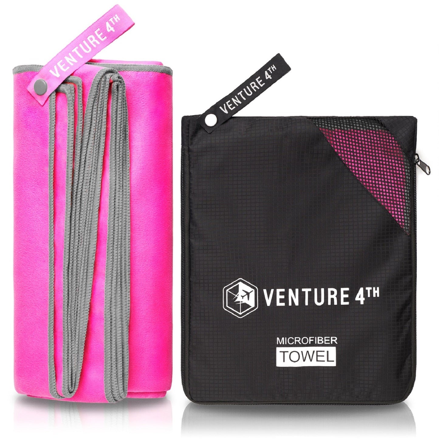 VENTURE 4TH microfiber towel in Pink-Gray