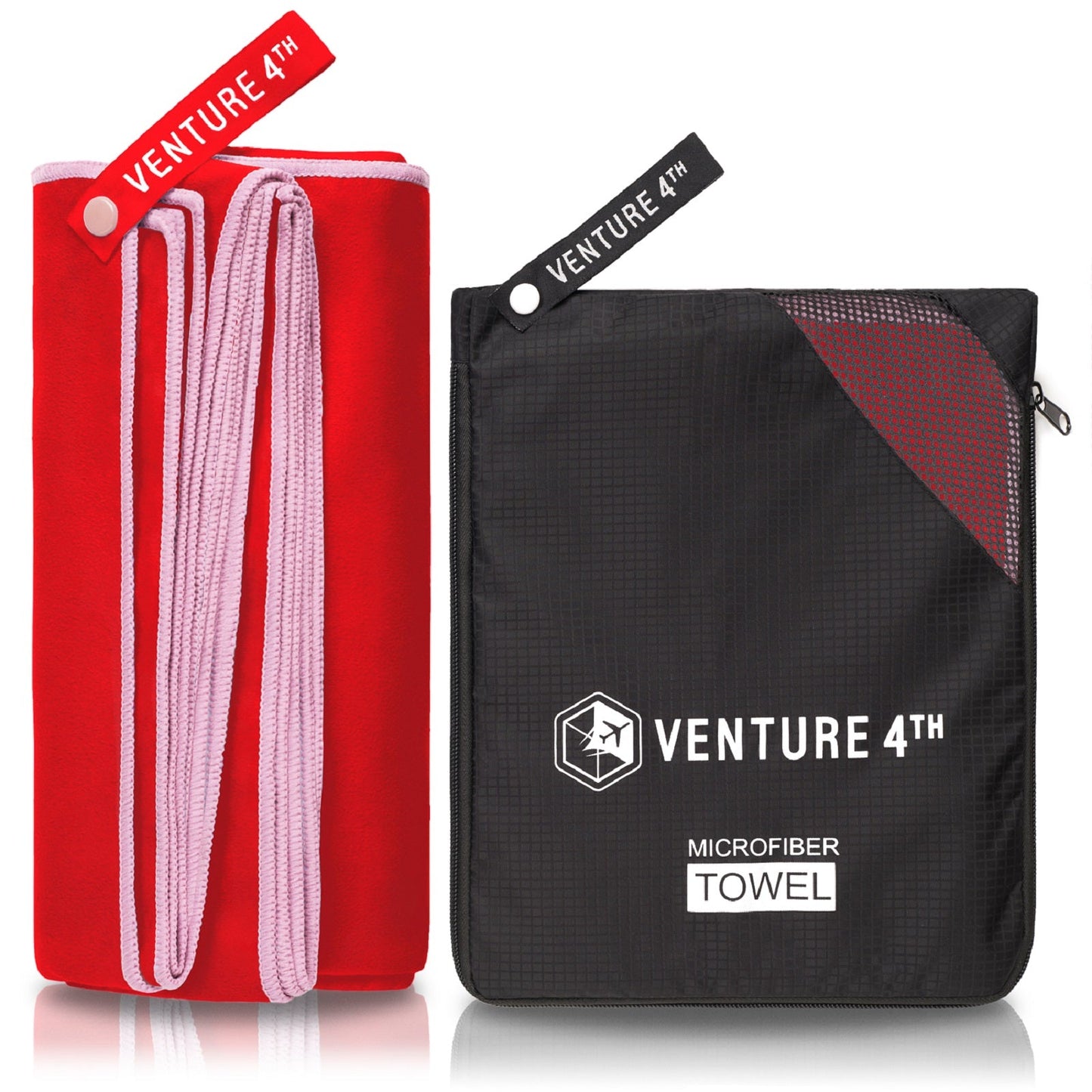 VENTURE 4TH microfiber towel in Red-White