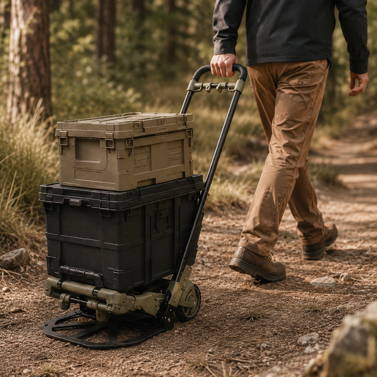 Trailhead Folding Camp Wagon hauling gear