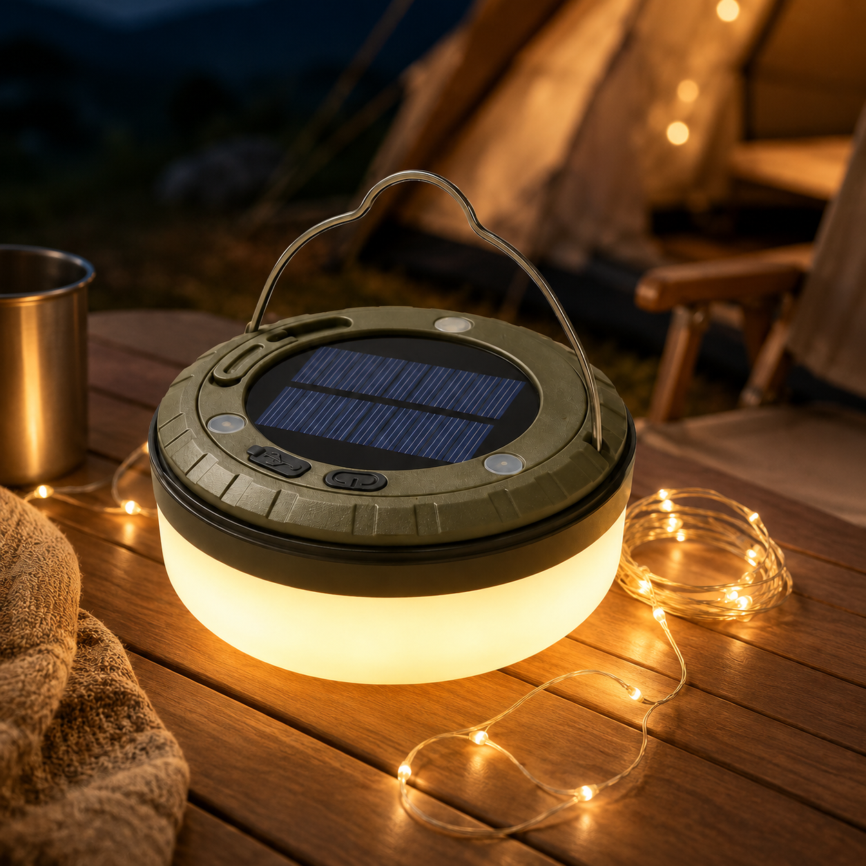 Ember Trail Solar Camp Light tabletop lifestyle