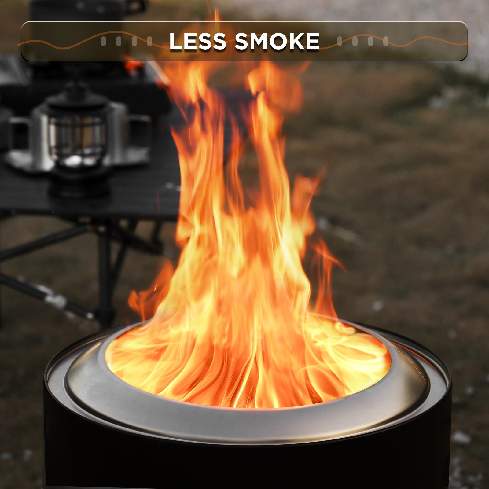 TURBRO Pluto smokeless fire pit, double-wall airflow detail
