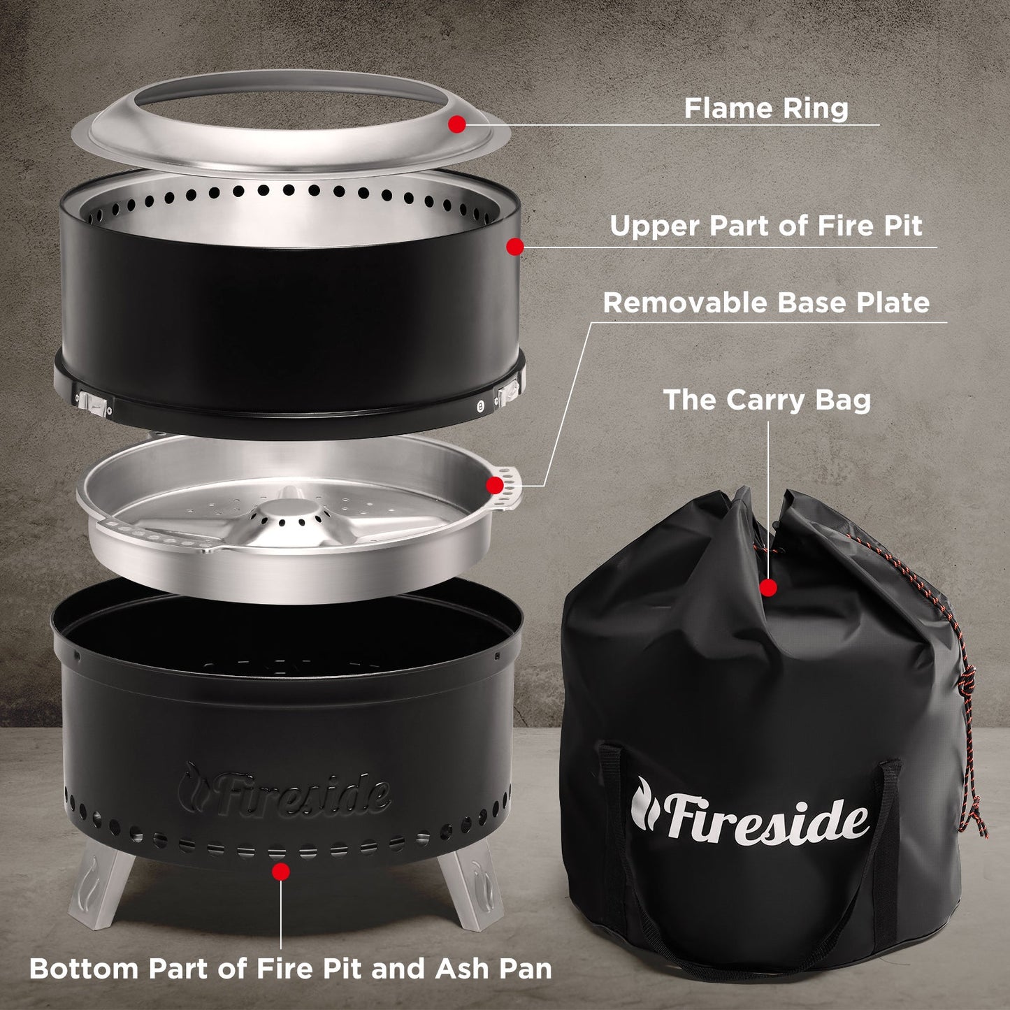 TURBRO Pluto smokeless fire pit packed for storage