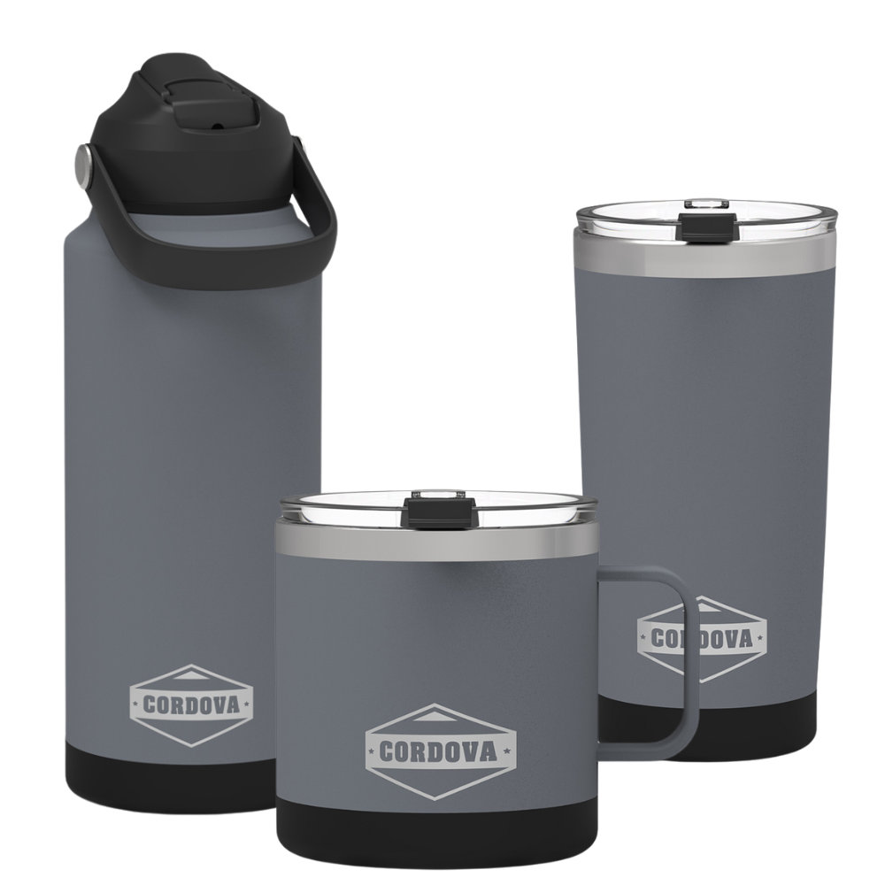 Cordova Trailhead drinkware trio in Scree
