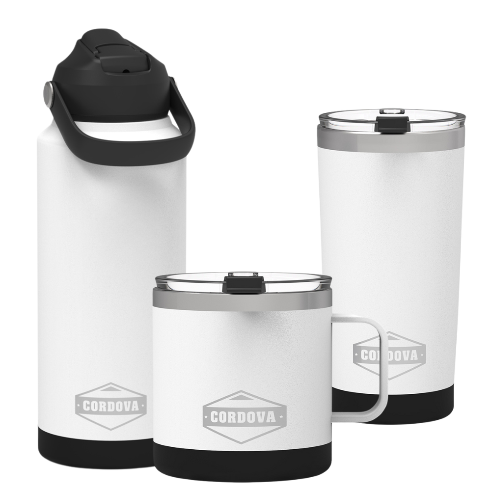 Cordova Trailhead drinkware trio in Snowcap