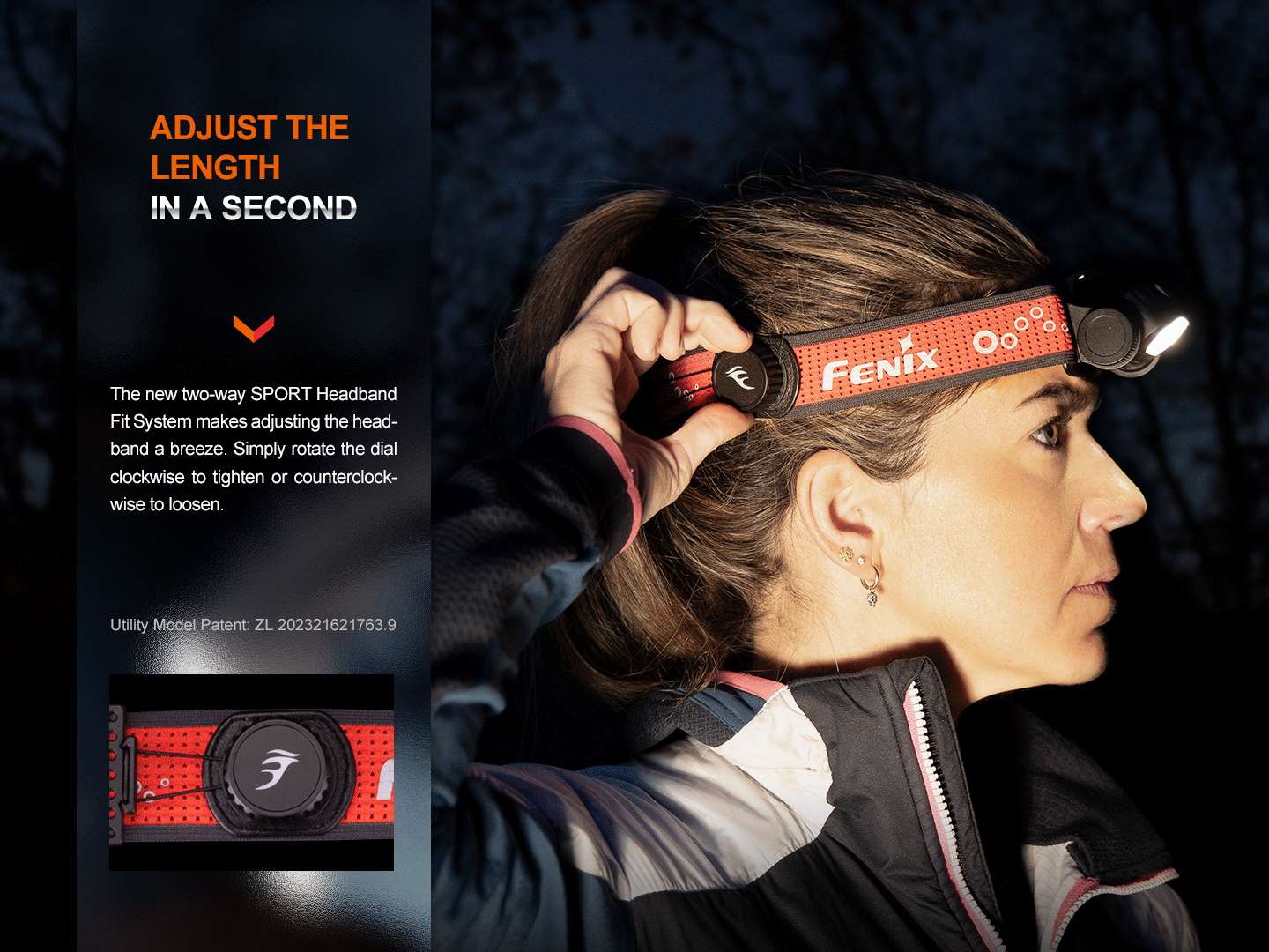 Fenix HM65R-T V2 headlamp, two-way headband adjustment demonstration