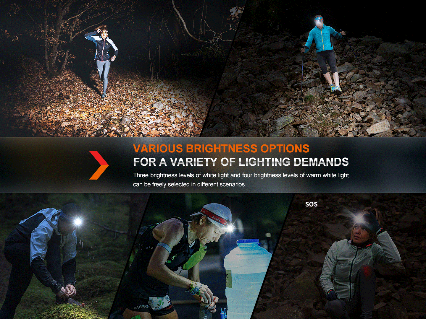 Fenix HM65R-T V2 headlamp, white and warm-white light output modes demonstration