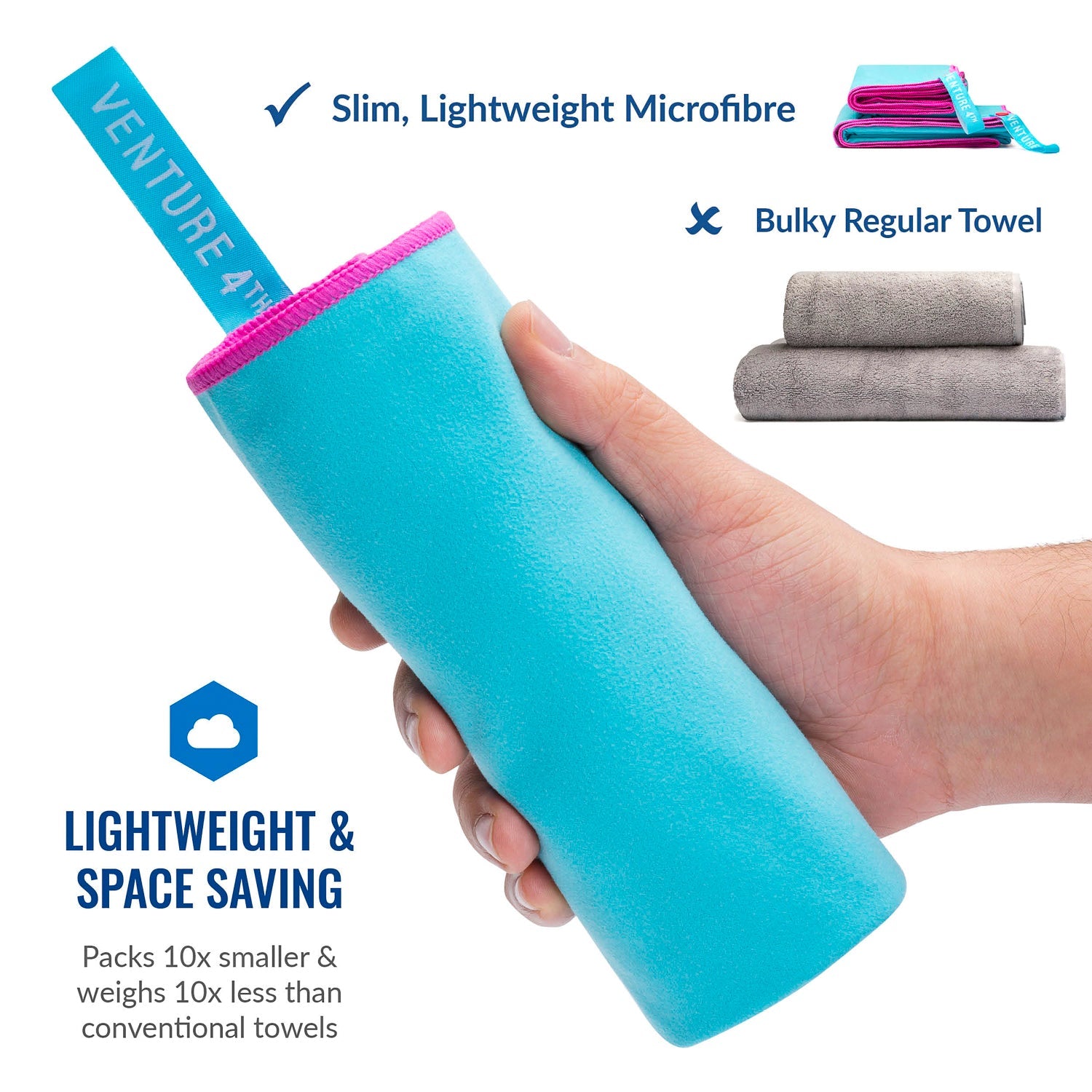 VENTURE 4TH microfiber towel in Blue-Pink