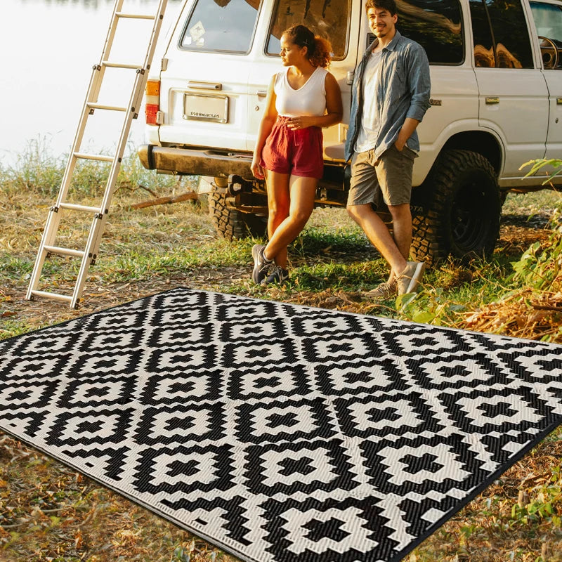 Meadowstone reversible outdoor rug, 6x9 ft patio and camp mat — view 4