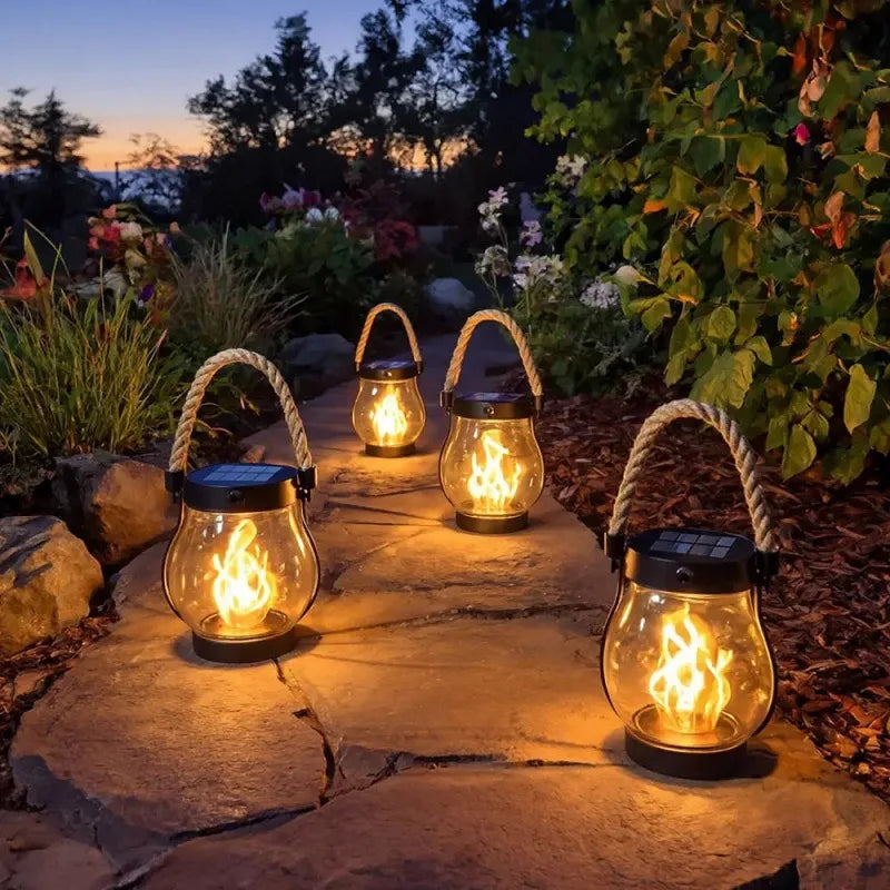 Ember Glow Solar Flame Lantern — USB Rechargeable