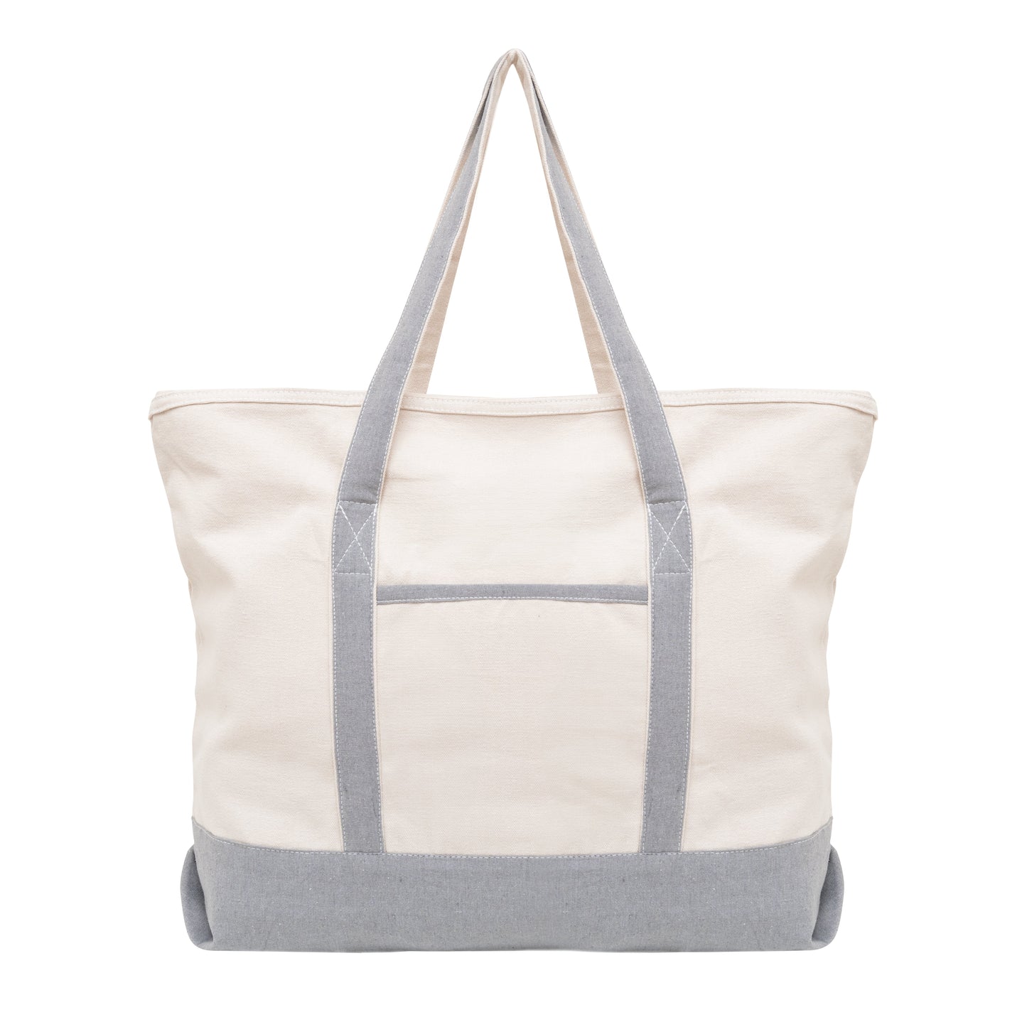 Extra-large organic cotton canvas zip tote in gray