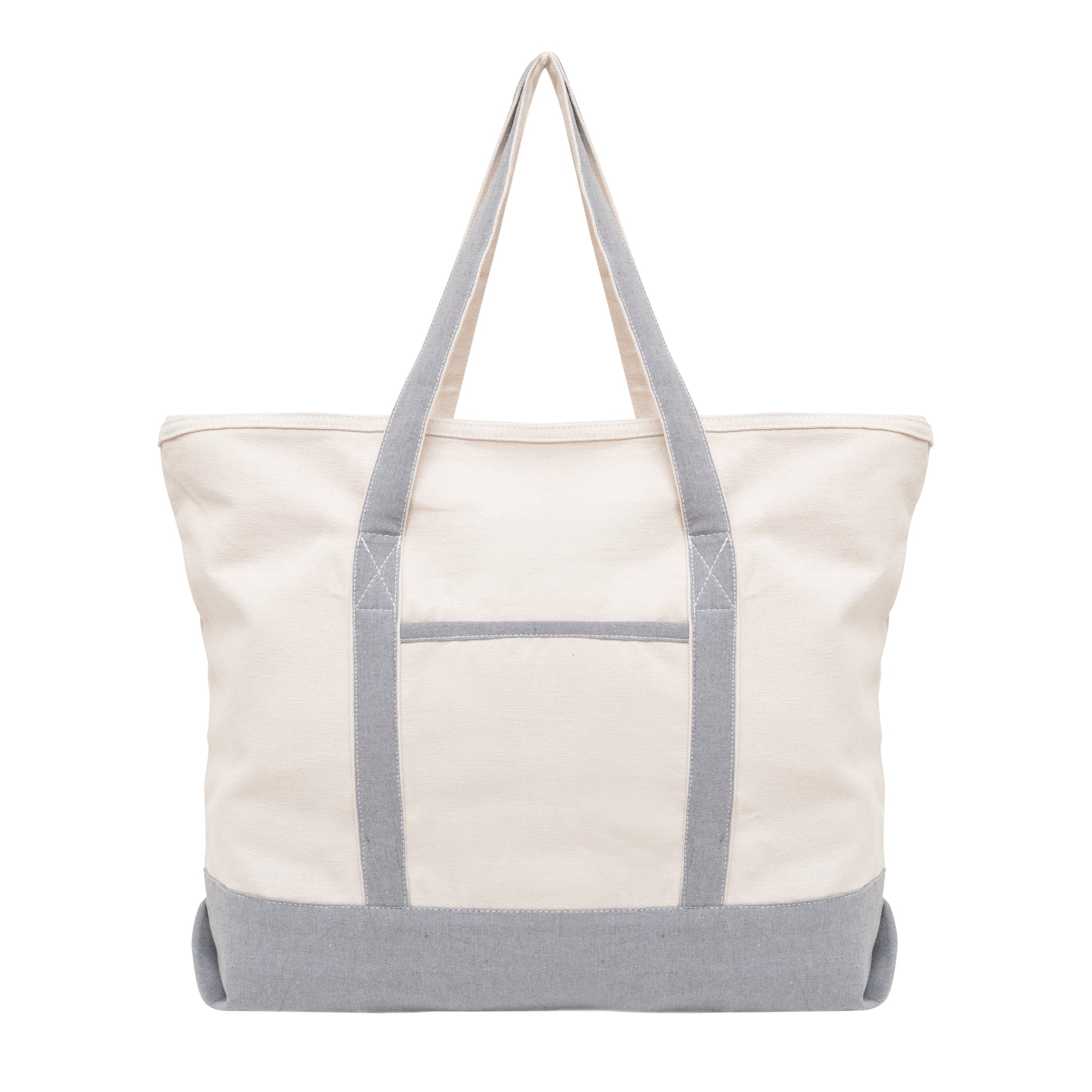 Extra-large organic cotton canvas zip tote in gray