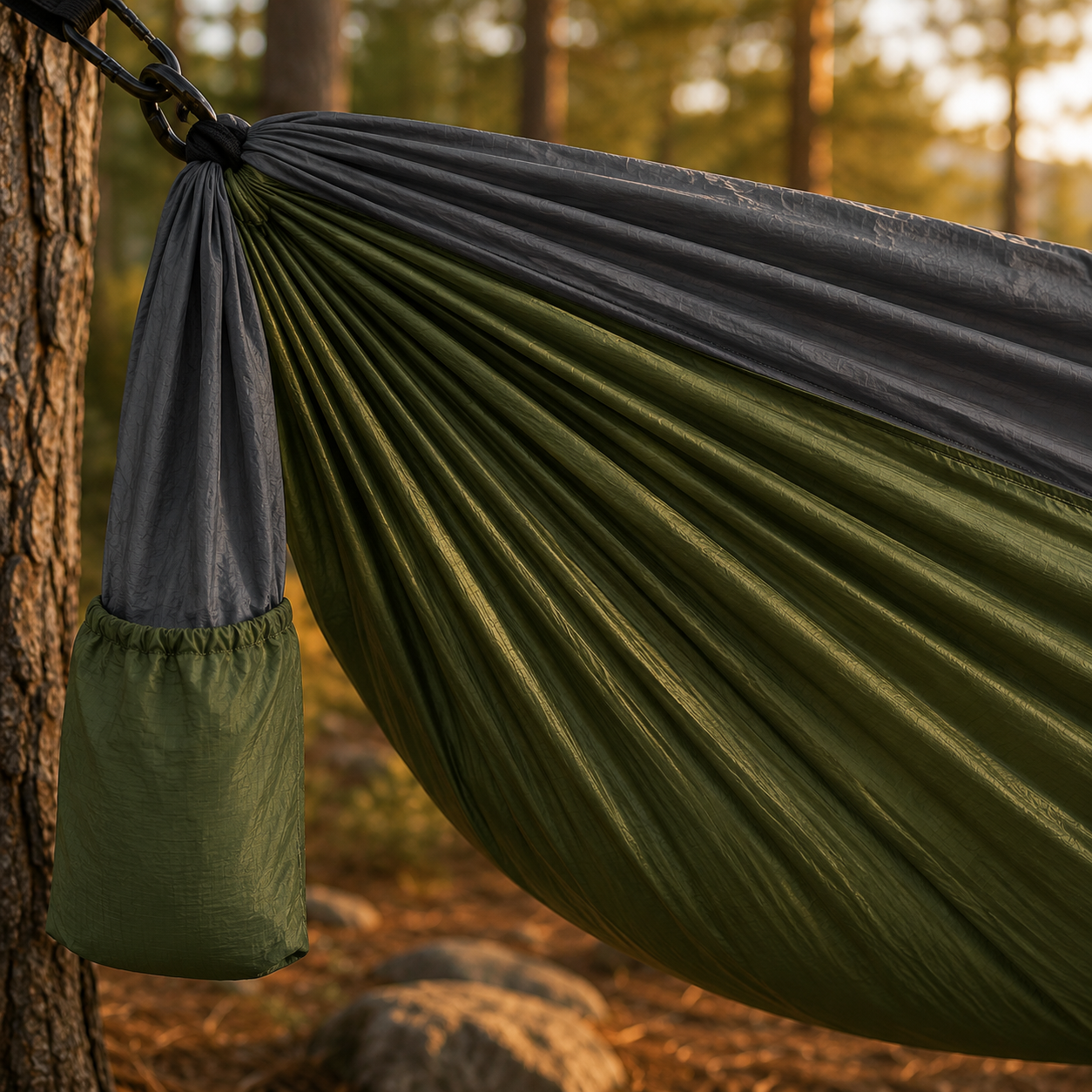 Drift & Doze Camping Hammock, fabric and stitching detail