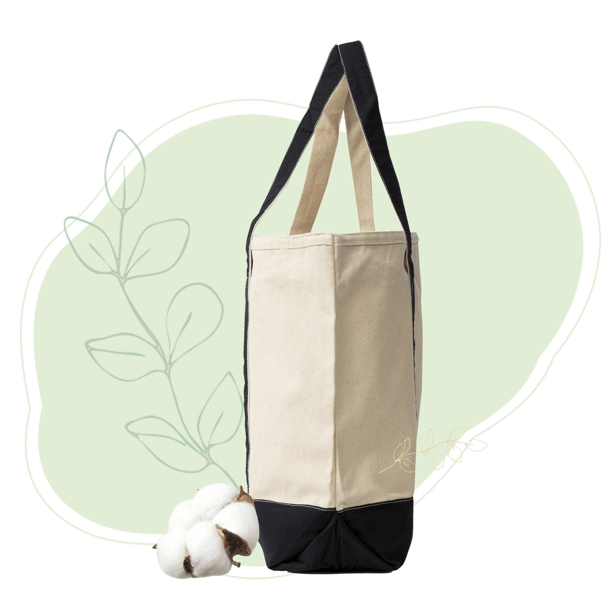 Organic cotton canvas tote bags, size overview