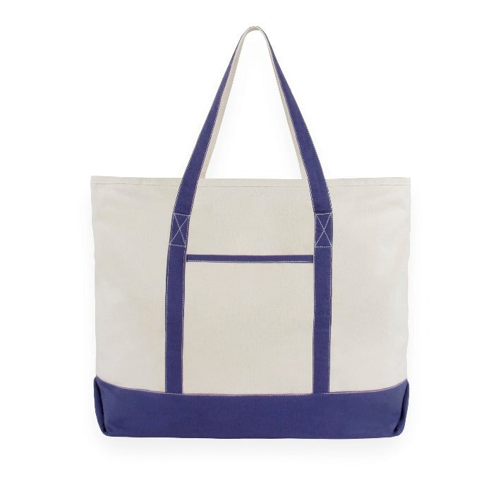Extra-large organic cotton canvas zip tote in navy