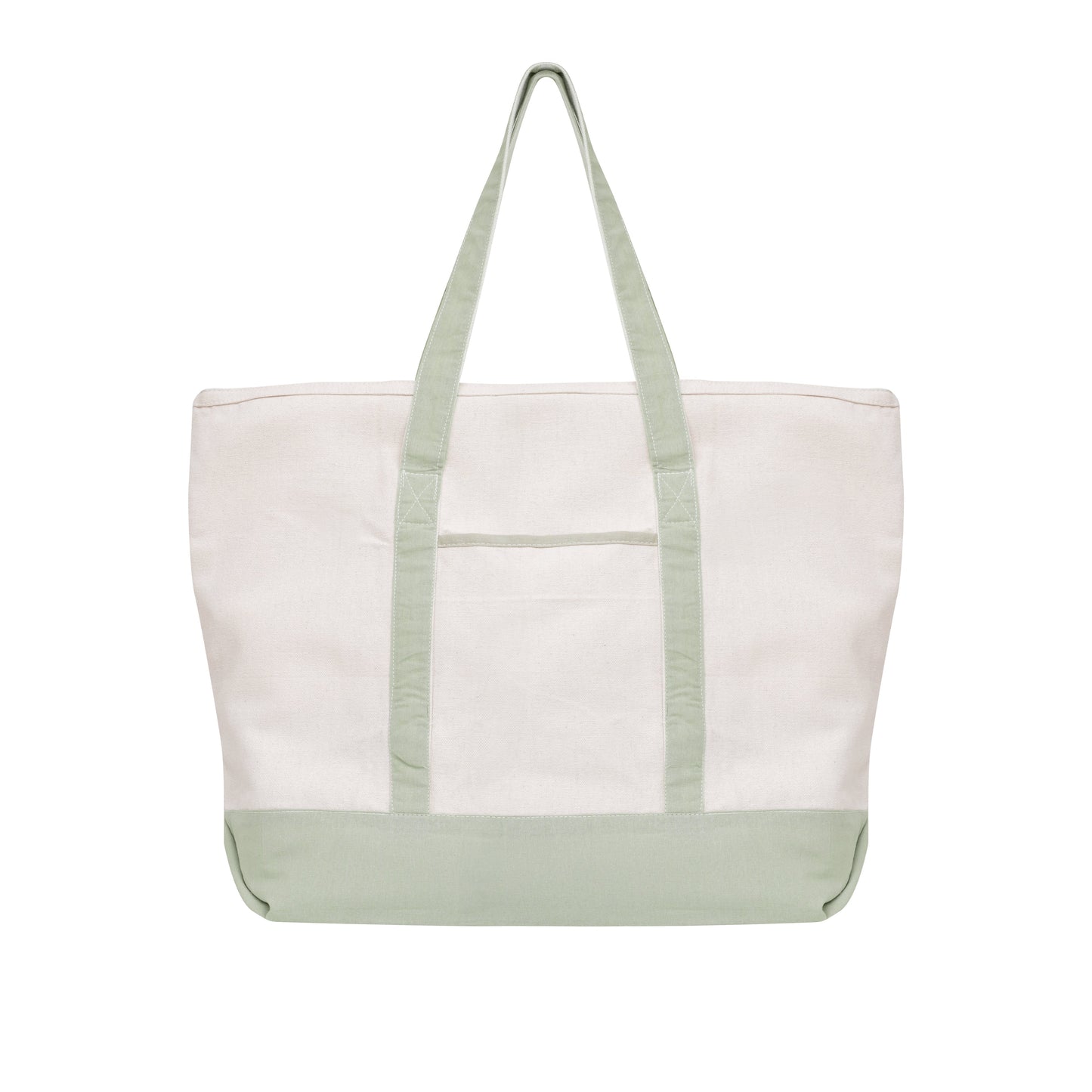 Extra-large organic cotton canvas zip tote in sage green