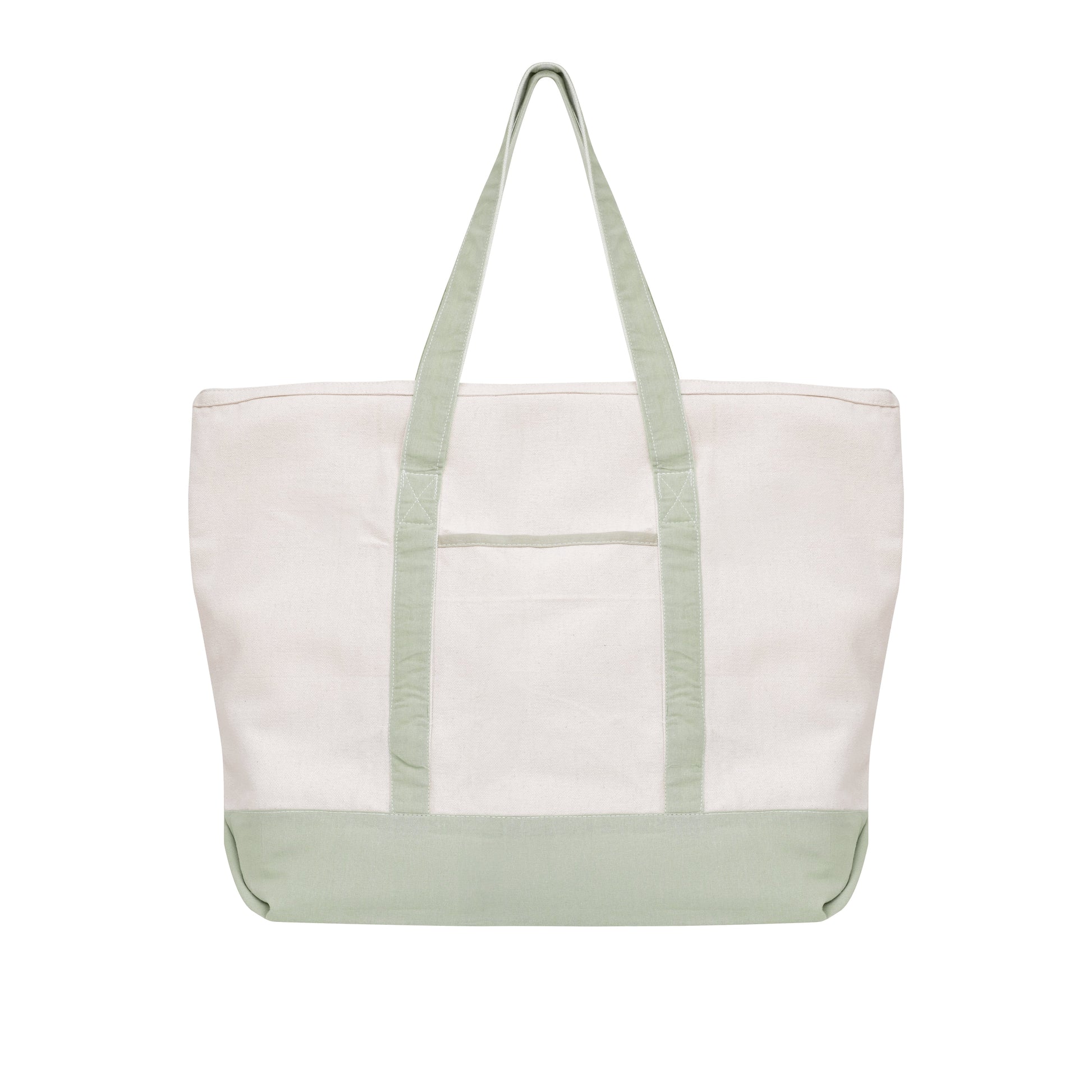 Extra-large organic cotton canvas zip tote in sage green